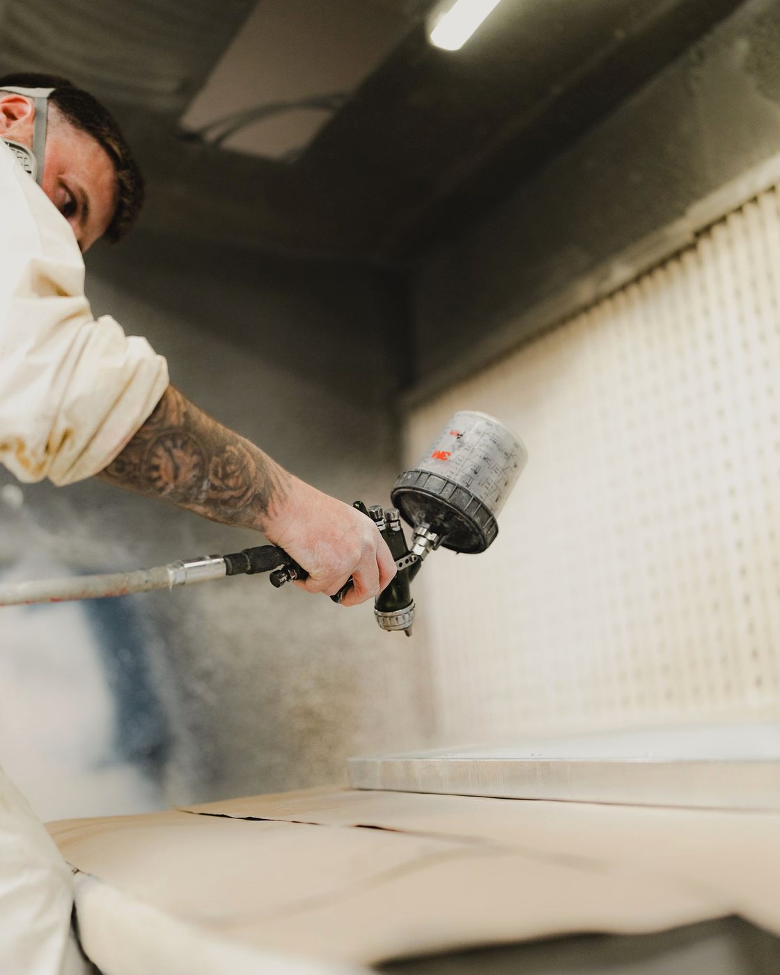 Industrial paint spray work