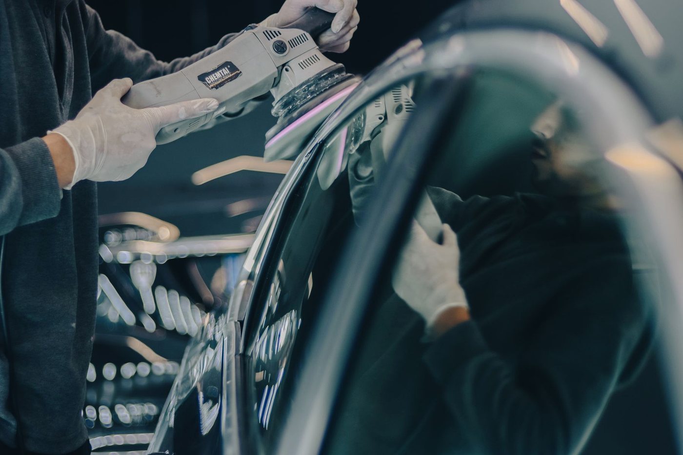 Close-up paint polishing process