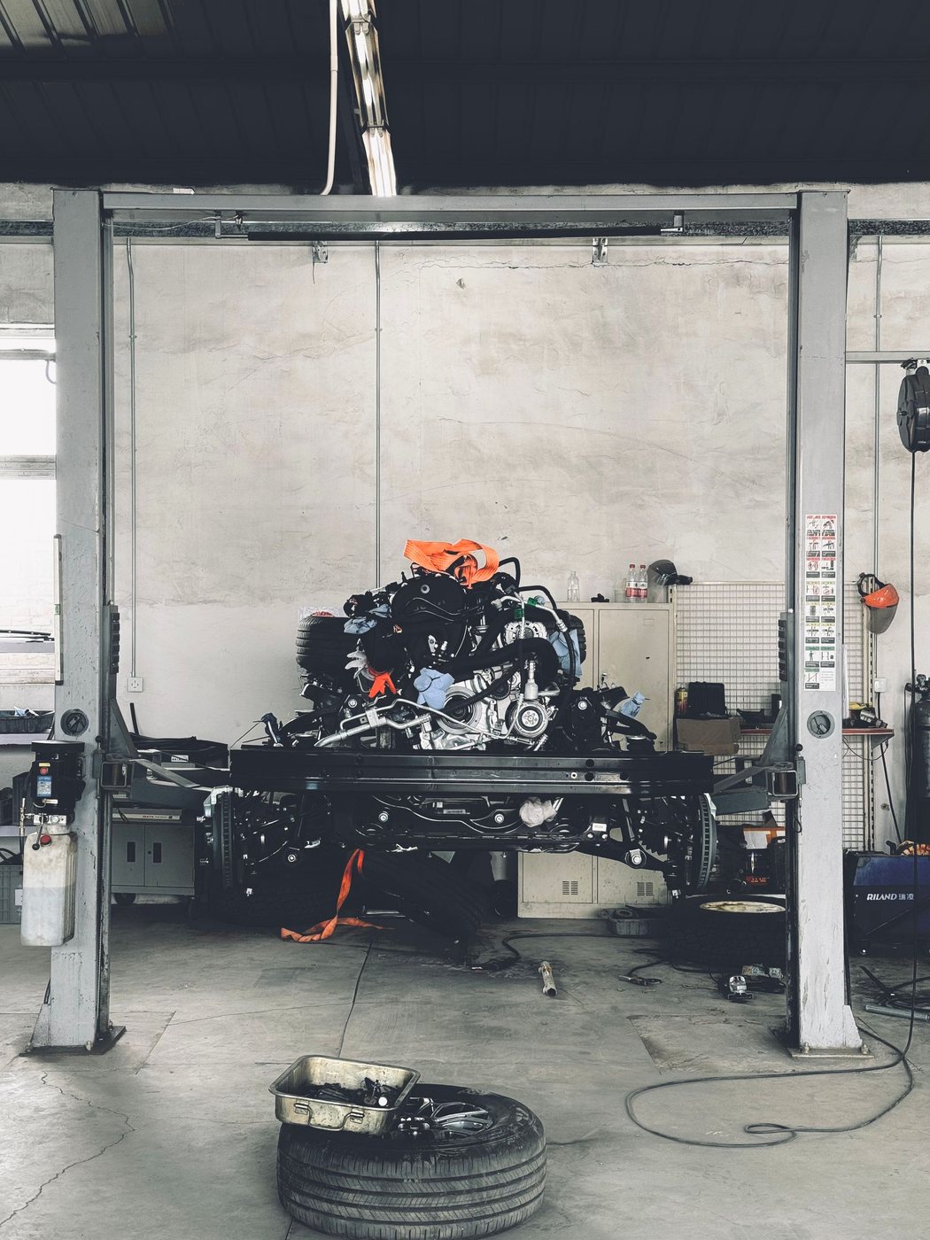 Auto repair workshop interior